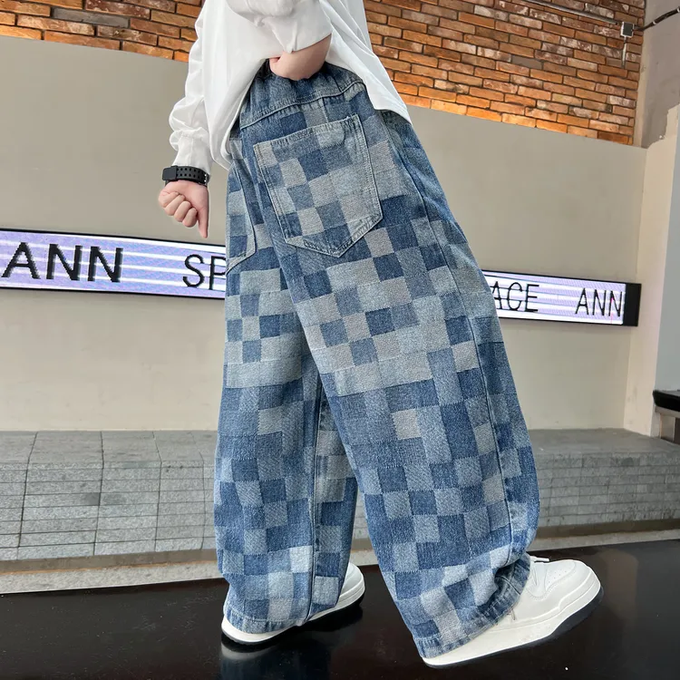 男童裤子春秋款2025新款儿童秋装宽松牛仔裤中大童男孩阔腿直筒裤