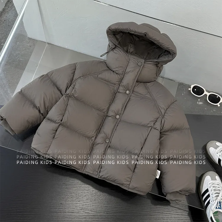 冬装儿童韩版时尚纯色格纹纹理纹理保暖厚款棉服HCXZ4806