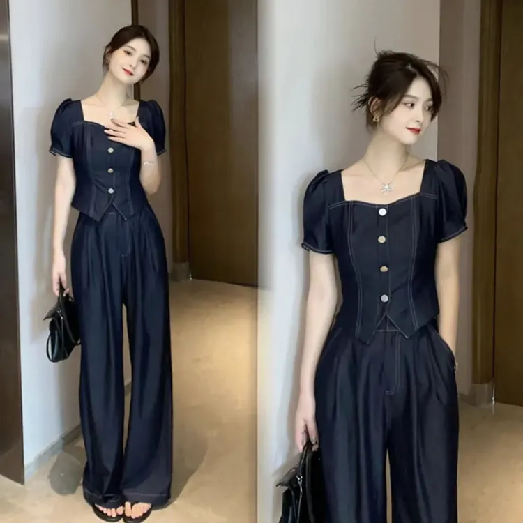 夏季显瘦+休闲直筒裤时尚套装夏季显瘦+休闲直筒裤时尚套装