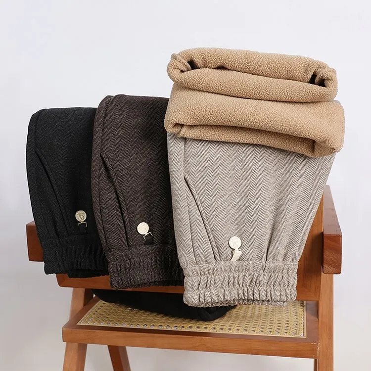 2025气质休闲高腰加绒加厚保暖宽松冬季妈妈直筒裤