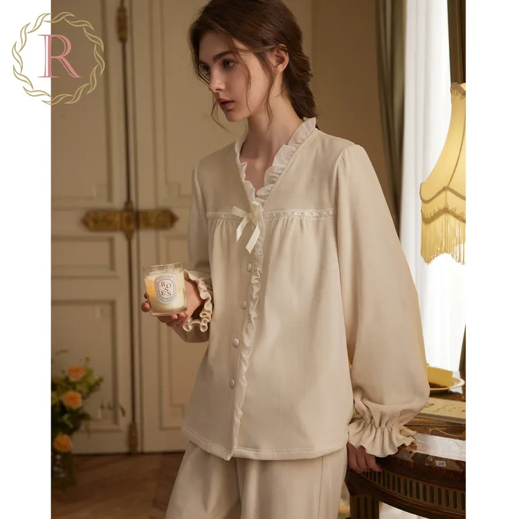 RoseTree珊瑚绒睡衣女银狐绒2025秋冬季法式高级感薄绒家居服套装