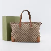 95新 GUCCI/古驰 帆布拼皮 大号 托特包【静文】BGH003690059