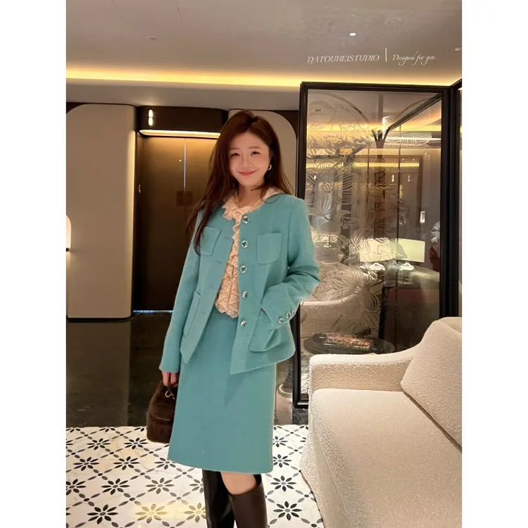 【DATOUHEI 秋冬新品】“山茶花语"小香外套中裙套装D225A21026