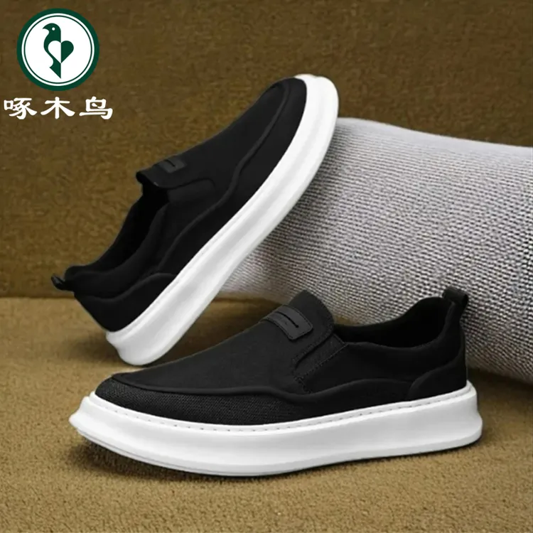 啄木鸟男鞋一脚蹬男士帆布鞋秋季透气老北京布鞋开车鞋新款散步鞋