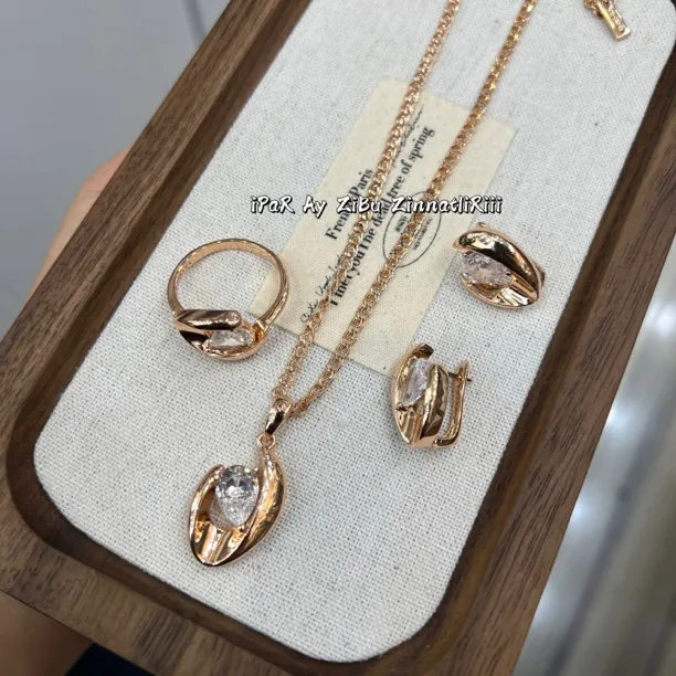 钛钢项链 伊帕尔阿依新款时尚百搭气质玫瑰金色套装 不会容易轻奢