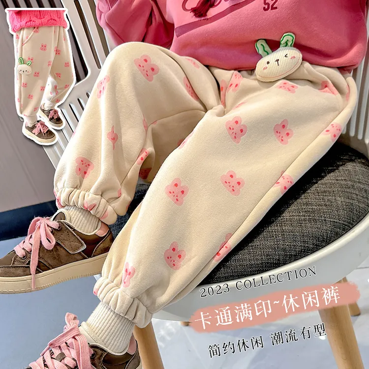 女童休闲裤加绒加厚儿童女宝小女孩女宝洋气2025年新款长裤子外穿