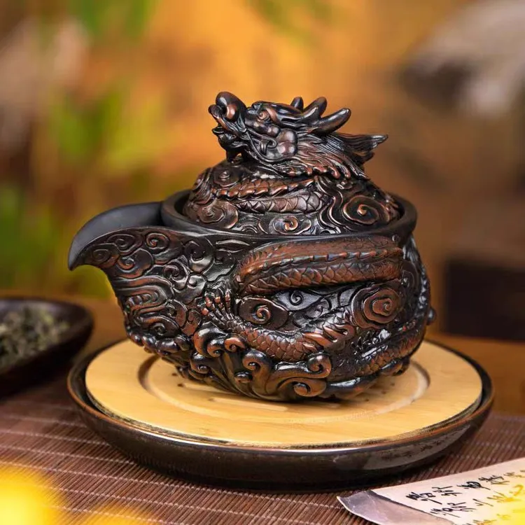 建水紫陶全手工茶壶大容量陶瓷创意家用复古器物纯手工功夫泡茶壶