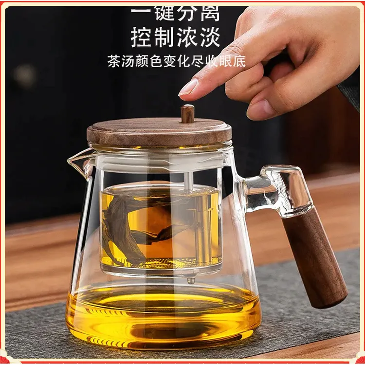 家用高硼硅飘逸茶壶功夫茶具茶水分离过滤花茶壶办公泡茶壶H