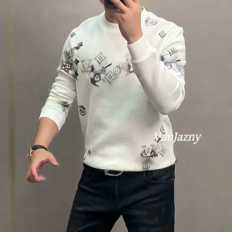 【VanJazny】新款男士潮流长袖印花秋季烫钻圆领卫衣9033