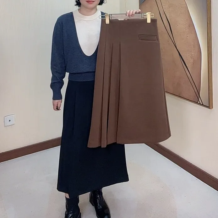 阿嫩【嫩尼娅】轻奢定制小个子毛呢半身裙女25秋冬新款百搭显瘦百褶A裙