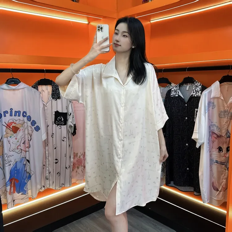 新款睡裙女薄款中长款睡衣裙夏季宽松性感连衣裙舒适家居服可外穿