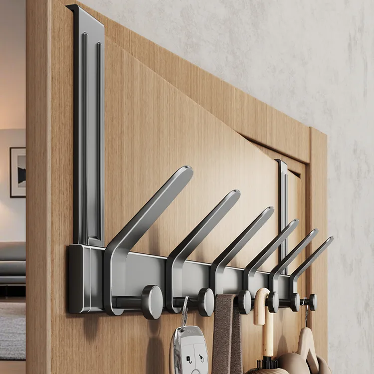 优勤枪灰色门后挂钩挂衣架卧室门上免打孔无痕门背式置物衣服挂架