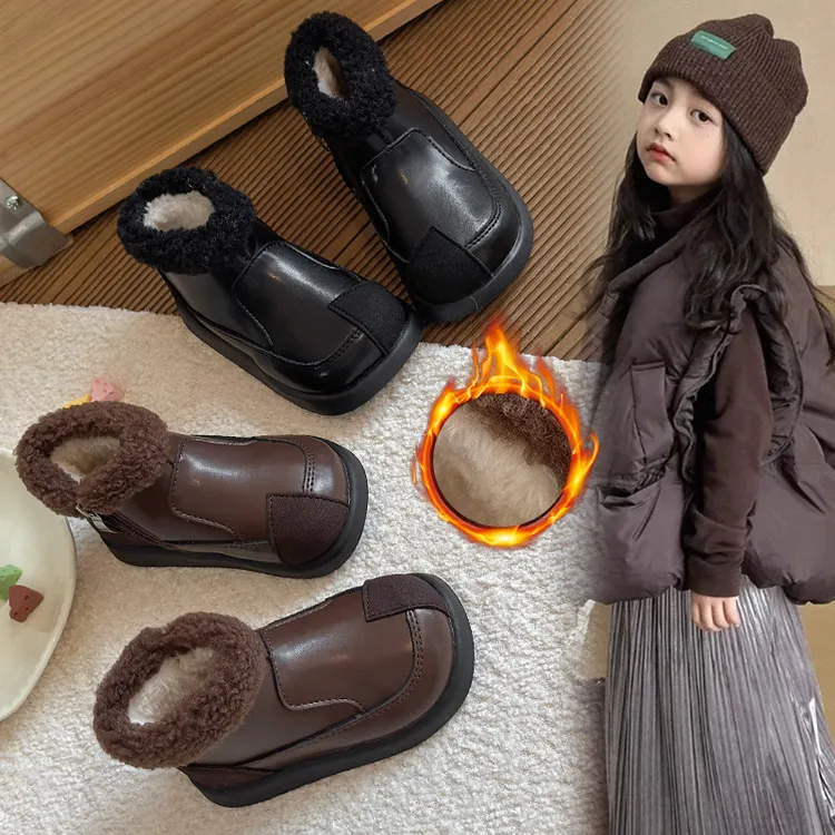 女童马丁靴儿童加绒棉鞋2024秋冬新款小公主皮靴大棉保暖宝宝短靴
