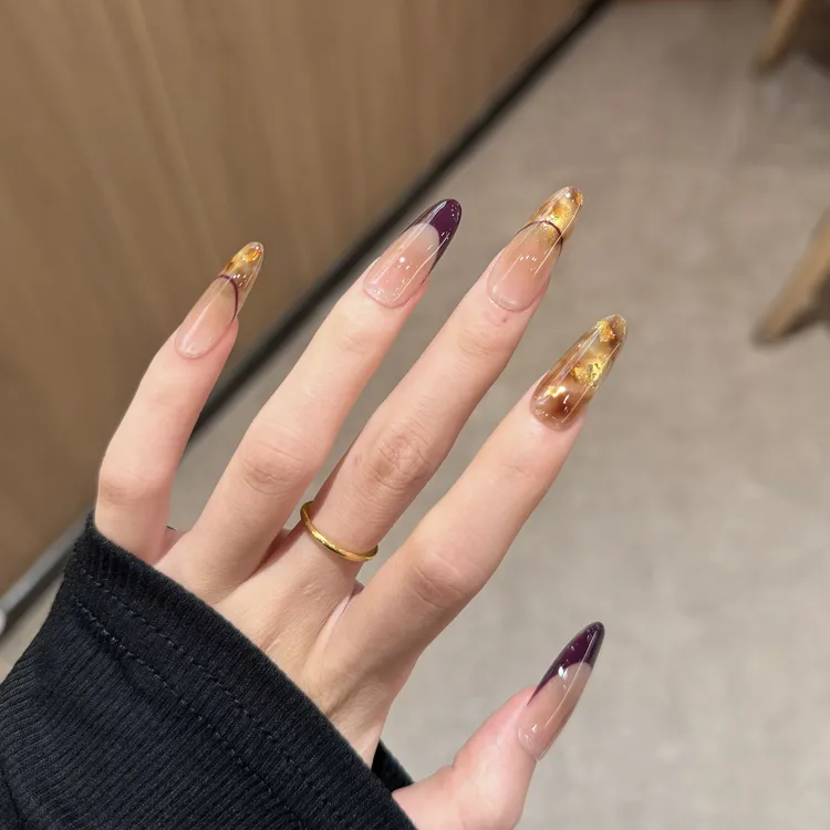 【紫铃】纯手工穿戴甲ins百搭显白气质重工美甲指甲贴美甲贴片