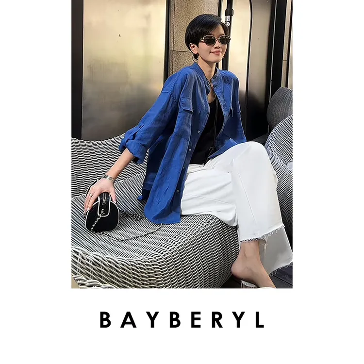 BAYBERYL老贝毛边阔腿松紧腰宽松百搭25秋休闲裤XXK4K2102-2/2