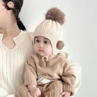 卡通风加厚无檐帽子婴幼儿圆顶加长檐韩版休闲风