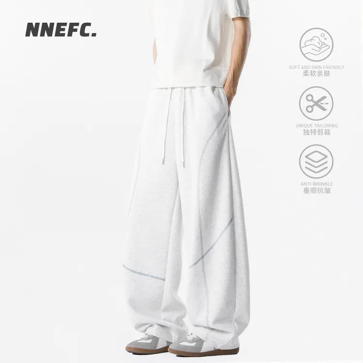NNEFC重磅明线弯刀卫裤男女秋季舒适显高休闲裤宽松运动阔腿裤子