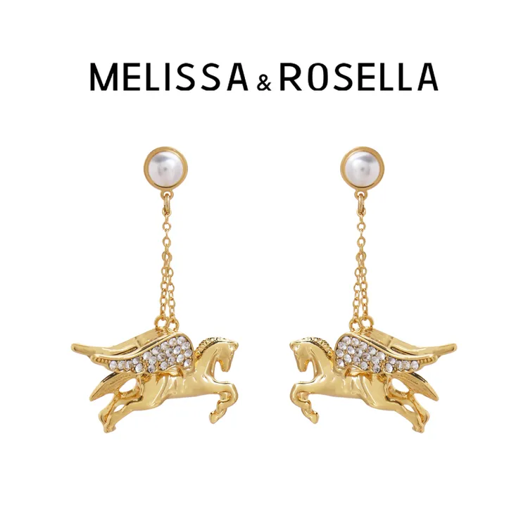 MELISSA&ROSELLA 铜合金耳饰 星驹飞马耳钉金色轻奢原创设计耳饰