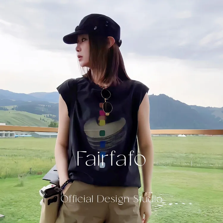 【复古艺像彩绘背心】BXCL56106潮酷水洗夏季清爽复古背心