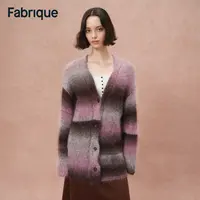 【Fabrique】 Cara 秋冬新品粉墨段染不规则渐变马海毛宽松针织开衫