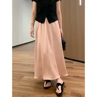 YO定制150小个子气质垂感醋酸缎面半身裙夏季松紧腰薄款长裙子