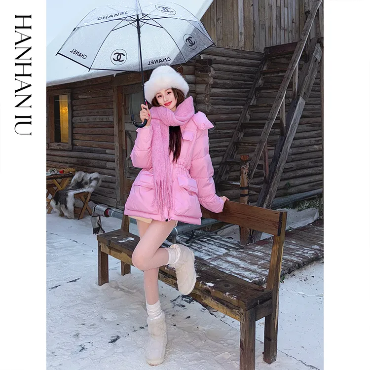 韩韩IU【零度甜心】高密三防面料防风保暖修身百搭中长款羽绒服秋冬