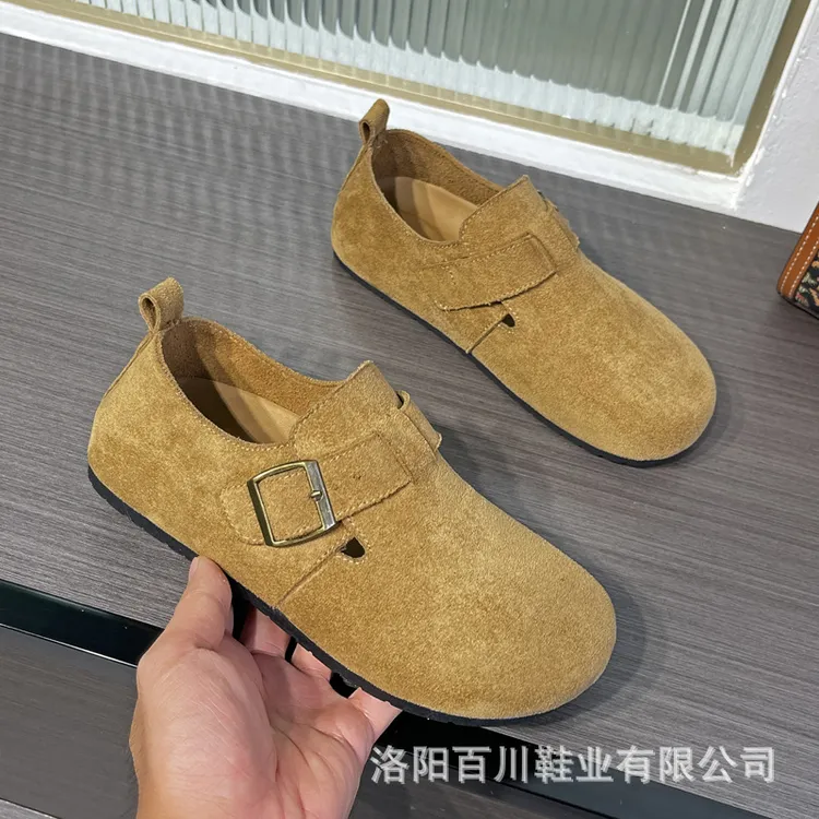 勃肯鞋女鞋2025新款秋季懒人一脚蹬复古乐福鞋单鞋百搭舒适博肯鞋