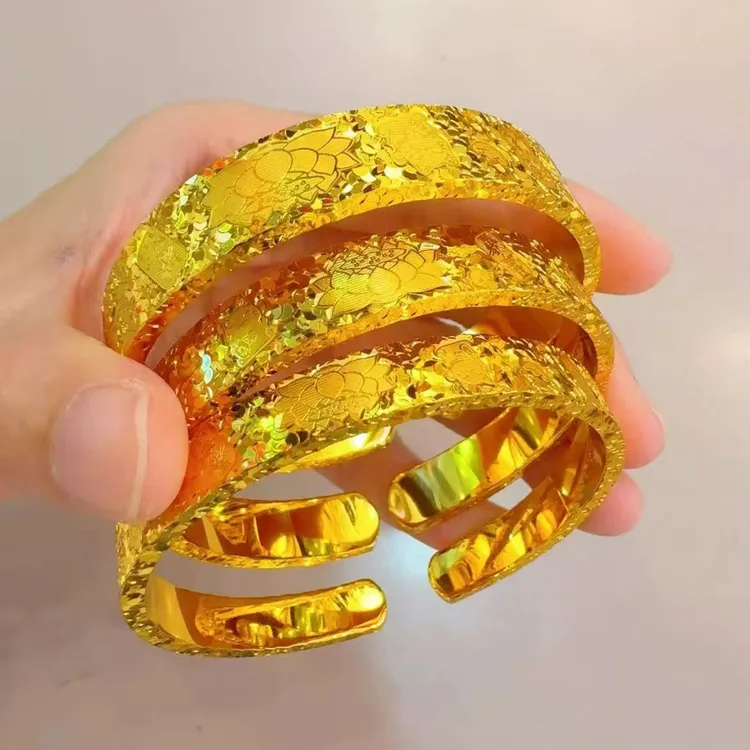 合金手镯 合金手镯莲花豪刻手镯饰品镯子卡8卡10卡12手镯手环