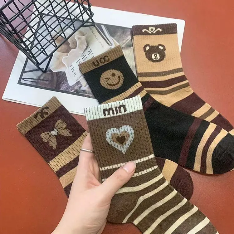【到手7双】袜子女秋冬款长筒加厚网红爆款高腰甜美可爱字母袜保暖