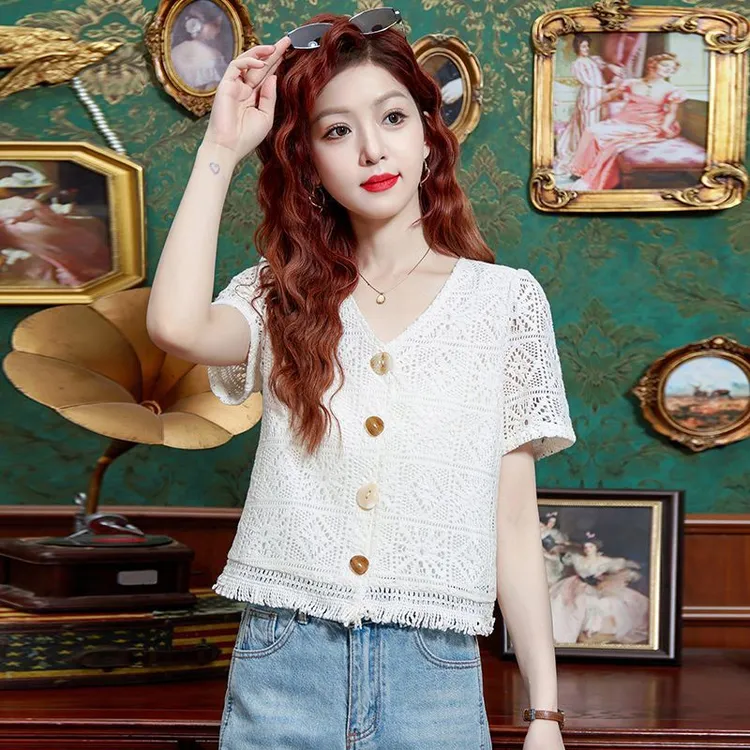 法式气质短袖雪纺衬衫上衣女士夏季2025新款减龄洋气收腰遮肚衬衣
