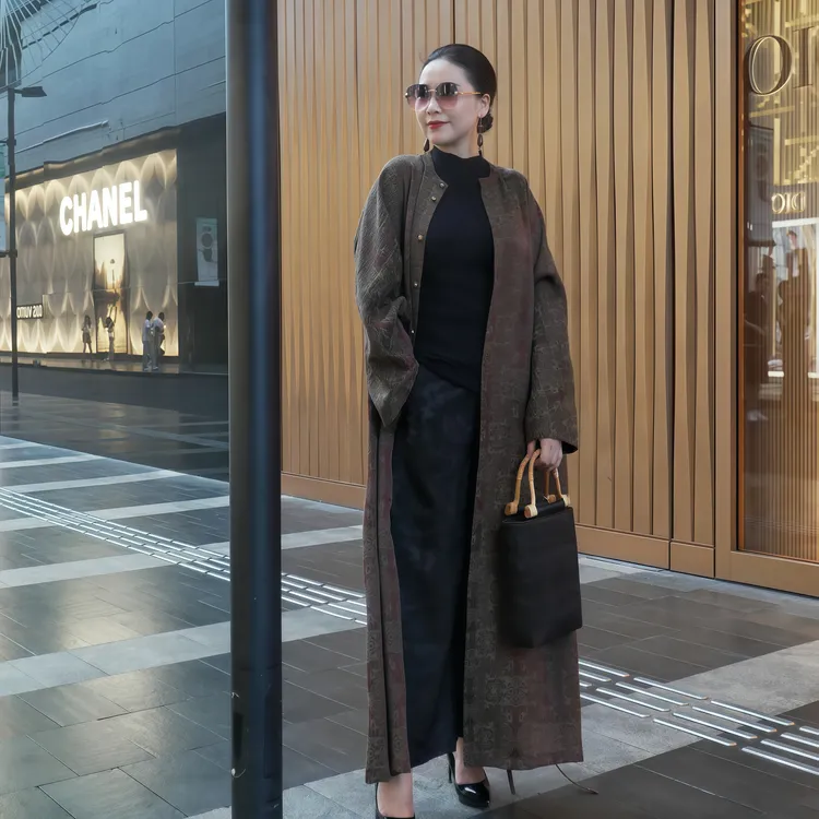 美爱《都市女老板》秋冬新款国风新中式宽松型中长款气质外套W644