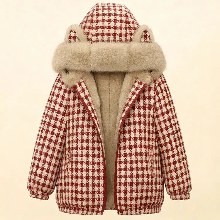 女童冬季2025新款韩版连帽加厚加绒外套加肥加大码宽松学生上衣潮