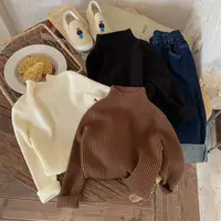 2025冬季新品男女童纯色百搭简约弹力半高领打底衫毛衣mt