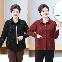 大码春秋中老年气质宽松妈妈装洋气时尚休闲翻领上衣