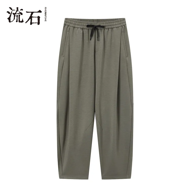 流石男装经典弯刀休闲裤2025年夏季新款男士莱赛尔凉感时尚长裤子