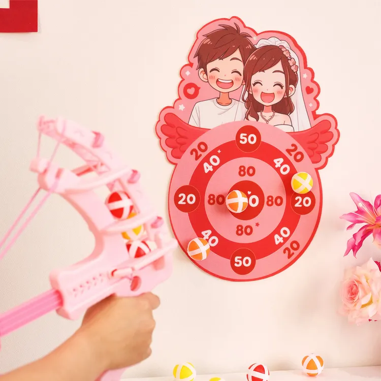 接亲游戏道具爱的丘比特箭粘粘球新郎弹射标靶堵门恐龙球枪小道具