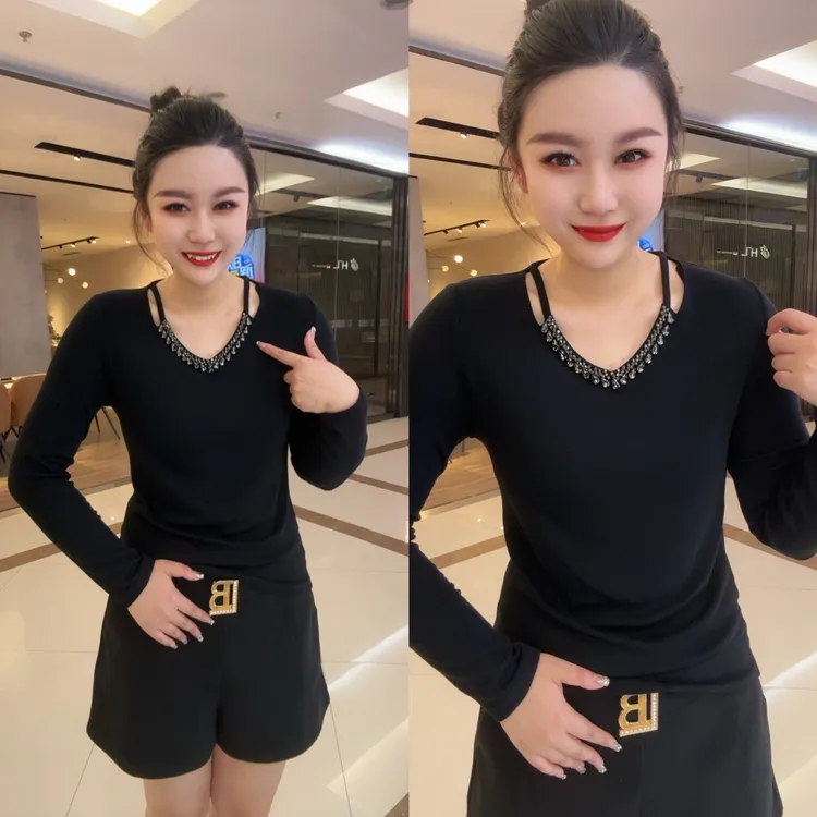 超美水钻慕斯洋绒衫