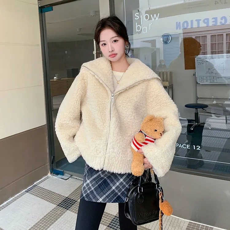 外套加厚秋冬毛绒羊羔绒加绒韩版短款百搭ins网红时尚保暖女装上