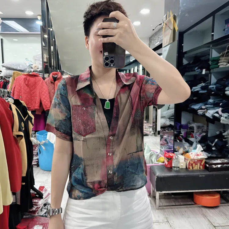 无感雪纺渲染假2件套头衬衣618欧美