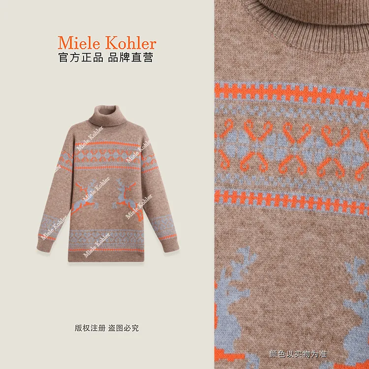 【冬日暖心】秋冬小鹿图案提花毛针织衫女MKAD1A184【澳门小源同款】