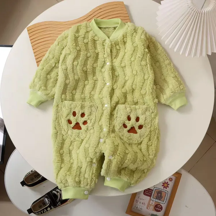 卡通儿童连体衣双面绒保暖家居宽松睡衣男女孩长袖爬服封裆睡袋新