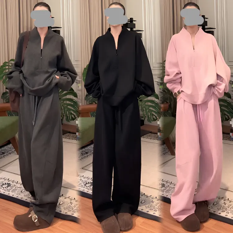 慵懒风松弛感休闲减龄套装2026春秋新款宽松显瘦卫衣阔腿裤两件套