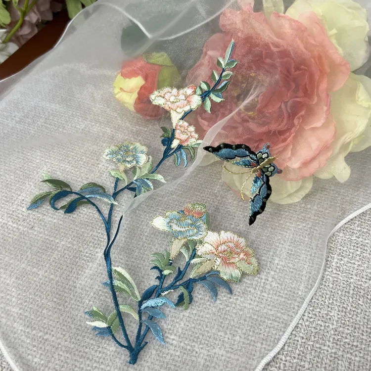 锦上堇瑟11色团扇口金包diy材料绣花片手工手作汉服配饰手帕手绢