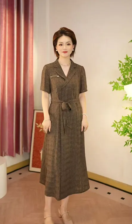 2025夏季热巧克力新色连衣裙贵气十足质感好气质款织玉女装连衣裙