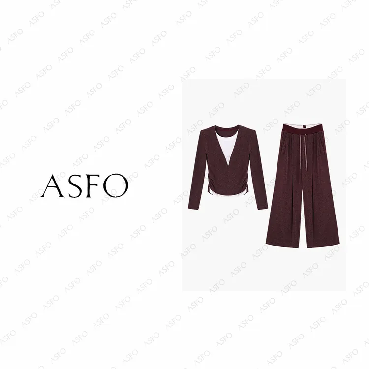 【AS紫定行】25新修身显瘦弹力可调节套装AS25QSSTZ03859