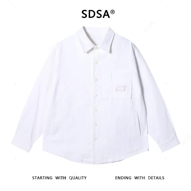 SDSA男士秋冬新款痞帅男装潮牌纯色纹理感提花翻领长袖衬衫百搭