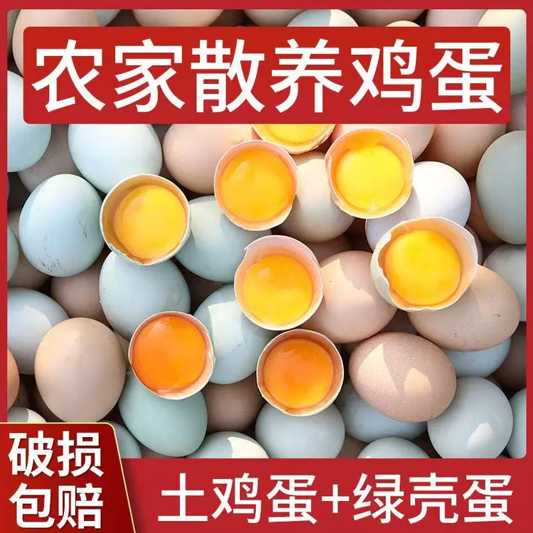 【到手50枚】25枚绿壳+25枚粉壳散养土鸡蛋现捡现发新鲜谷物喂养