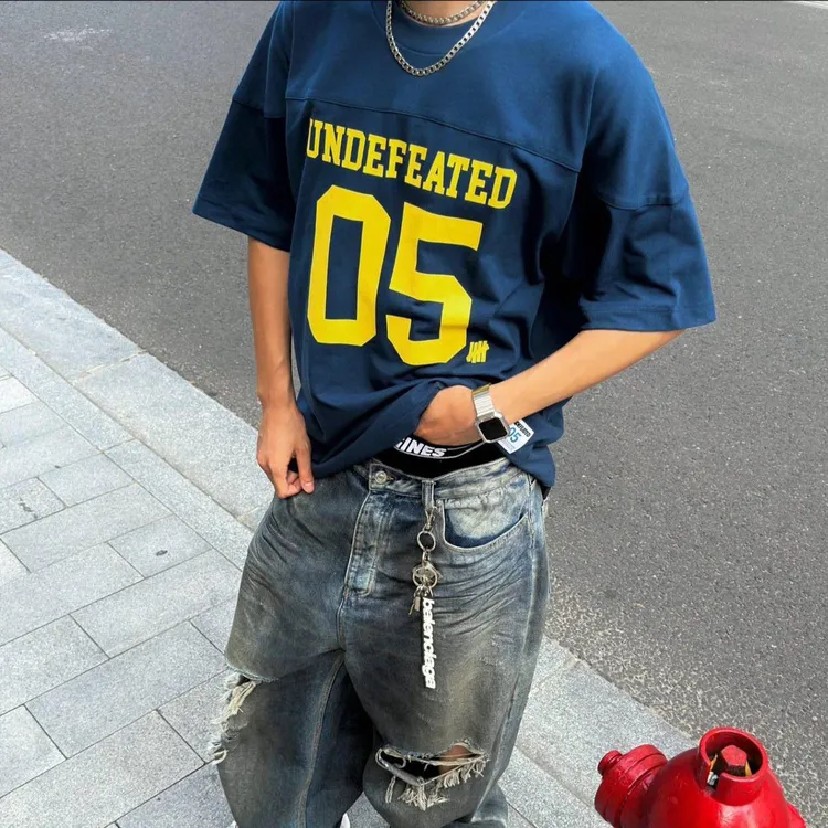 高品质UND五道杠05水洗数码印花圆领短袖T恤宽松男女版型tee球衣