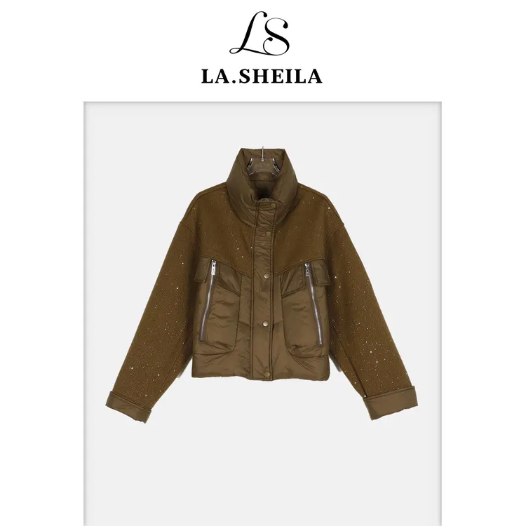 LA.Sheila立领拼接细闪羽绒服254-YRF/1109-9906