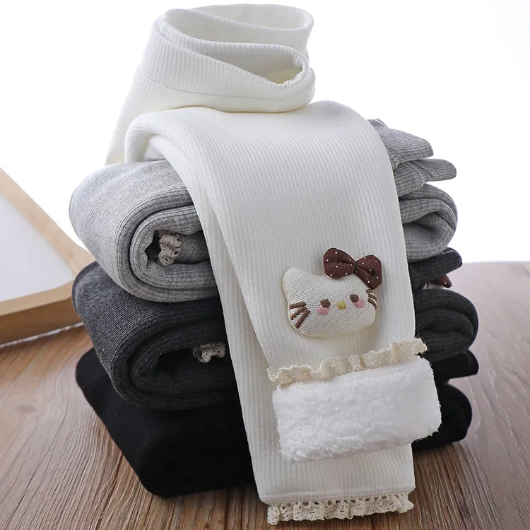 女童加绒打底裤秋冬保暖宝宝裤子白色外穿一体绒儿童冬季加厚长裤